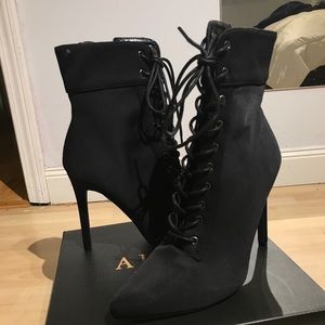 Lace Up Pointed Toe Booties